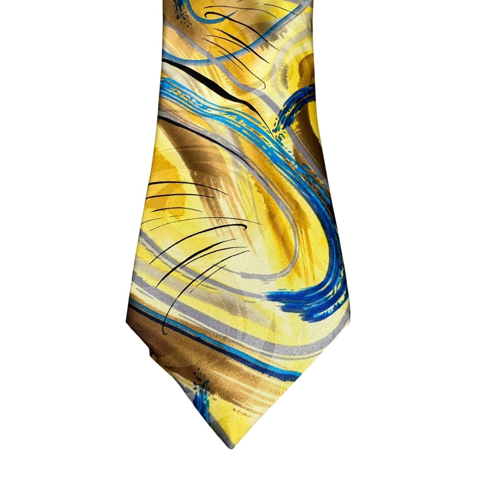 Garcia Necktie Mens OS Gold Excellent Butterfly Trap Collection 63 Abstract Silk